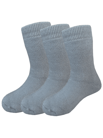 Yalion 3er-Set: Antirutschsocken Vollplüsch in Grau