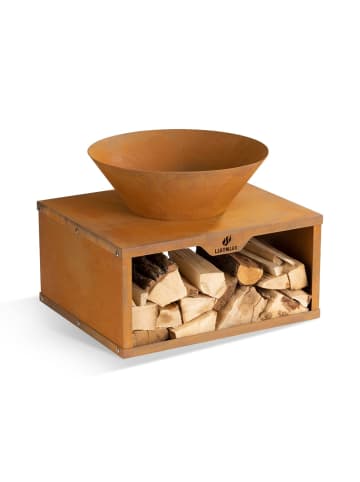 Landmann Feuerschale mit Holzlager 60x50x54cm braun Braun