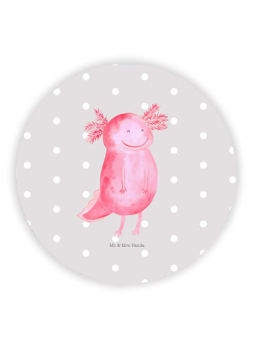 Mr. & Mrs. Panda Kühlschrankmagnet Axolotl Glücklich ohne Spruch in Grau Pastell