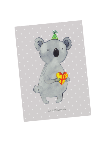 Mr. & Mrs. Panda Postkarte Koala Geschenk ohne Spruch in Grau Pastell