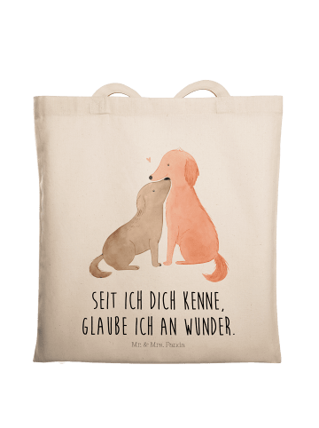 Mr. & Mrs. Panda Tragetasche Hunde Liebe mit Spruch in Creme