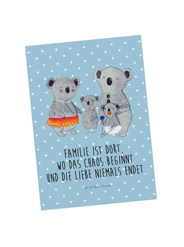 Mr. & Mrs. Panda Postkarte Koala Familie mit Spruch in Blau Pastell