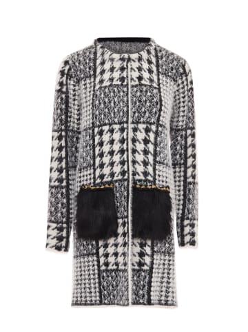faina Damen Strickjacke in Wollweiss Schwarz