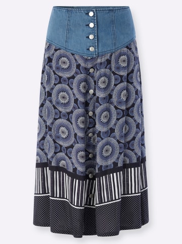 Heine Druck-Rock in marine-ecru-bedruckt