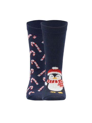 ewers 2er-Set Socken Xmas Pinguin/Zuckerstangen in blau