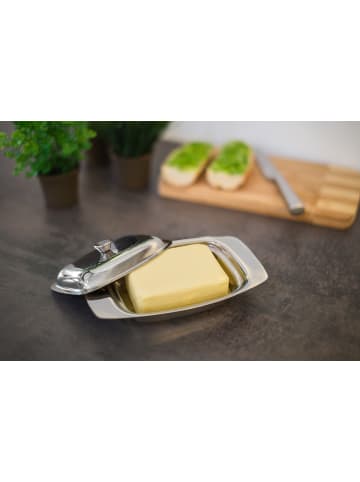 relaxdays Butterdose in Silber - 250 g Butter