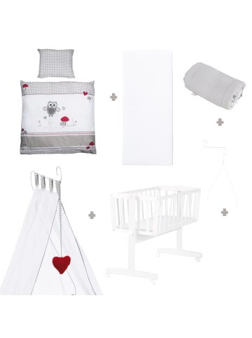 roba Komplettwiegenset  'Adam & Eule', weiß + Feststellfunktion + Ausstattung