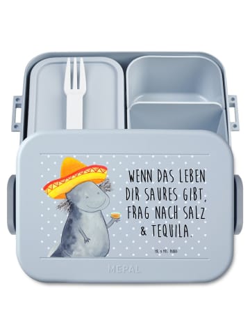 Mr. & Mrs. Panda Brotdose Axolotl Tequila Motiv mit Spruch in Blau Pastell