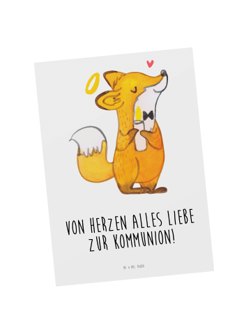 Mr. & Mrs. Panda Postkarte Fuchs Kommunion mit Spruch in Weiß