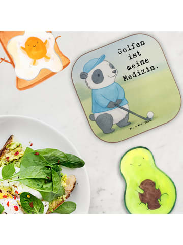 Mr. & Mrs. Panda Untersetzer für Gläser Panda Golfen Design mit ... in Weiß