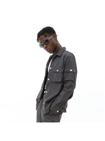 COFI 1453 HemdjackeKnöpfen und Taschen langarm Overshirt Anthrazit S in Anthrazit