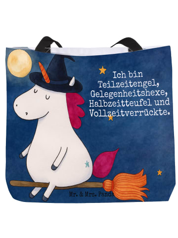 Mr. & Mrs. Panda Strandtasche Einhorn Hexe Design mit Spruch in Weiß
