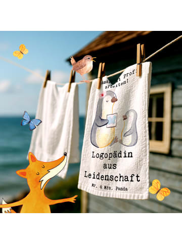 Mr. & Mrs. Panda Gäste Handtuch Logopädin Leidenschaft mit Spruch in Weiß