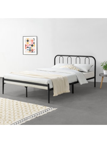 en.casa Metallbett Hanko in Schwarz (B)160cm