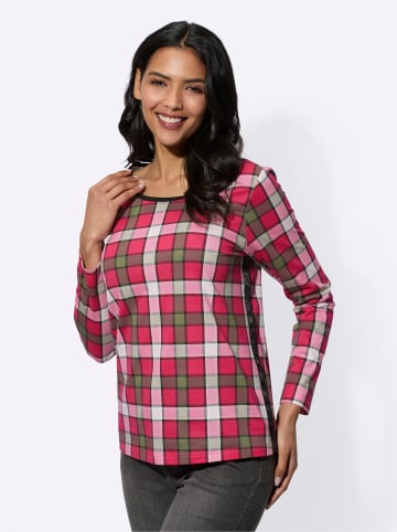 Sieh an! Langarmshirt in pink-ecru-bedruckt