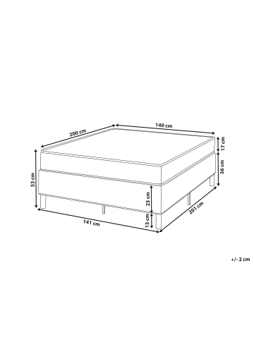 Beliani Doppelbett COUNTESS  in Grau/Braun - (W) 141 x (H) 53 x (L) 201 cm