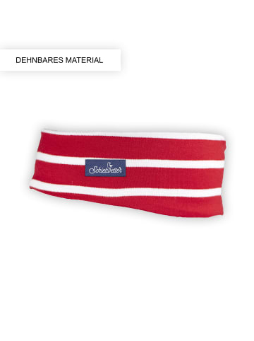 SCHIETWETTER Stirnband  dehnbar, modisch, flauschig in rot-weiss