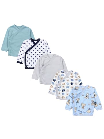 TupTam Baby Jungen Langarm Wickelshirt 5er Set in blau/grau
