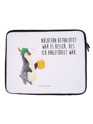 Mr. & Mrs. Panda Notebook Tasche Pinguin Bier mit Spruch in Weiß