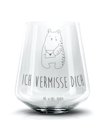 Mr. & Mrs. Panda Cocktail Glas Bär Vermissen mit Spruch in Transparent