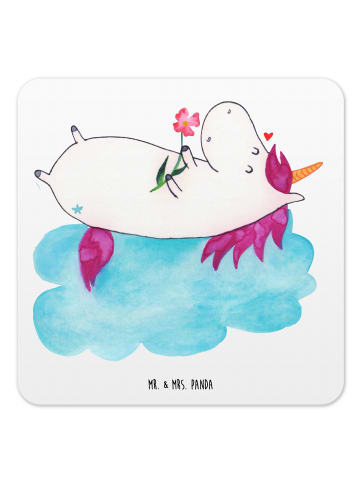 Mr. & Mrs. Panda Untersetzer für Gläser Einhorn Verliebt ohne Sp... in Weiß