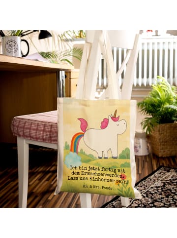 Mr. & Mrs. Panda Tragetasche Einhorn Pupsen Design mit Spruch in Weiß