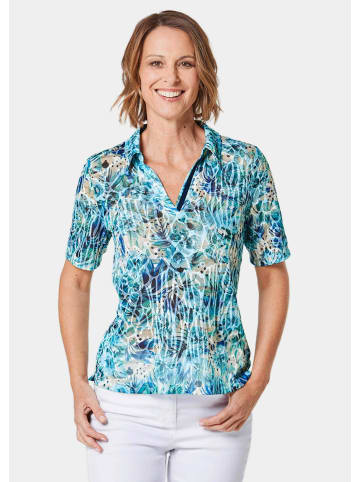 GOLDNER Ausbrennershirt mit Strassdetails in marine / gemustert