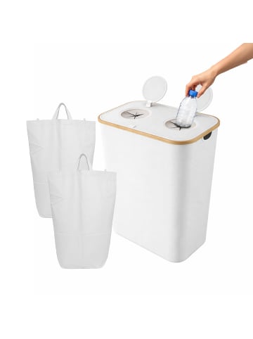 relaxdays Pfandflaschen-Sammelbehälter in Weiß - 170 Liter