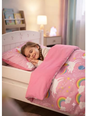 JACK Waschbare Kinder Wende Bettdecke 135x200cm Kissenbezug 80x80cm Einhorn