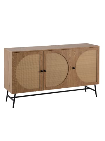 KADIMA DESIGN Sideboard 140x80x39 cm Kommode Eiche-Dekor mit Rattan Geflecht