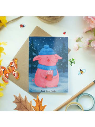 Mr. & Mrs. Panda Glückwunschkarte Schweinchen Glühwein Design oh... in Weiß