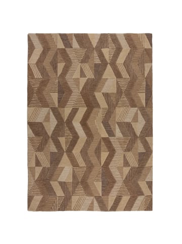 KADIMA DESIGN Wollteppich Zickzack Muster, Geometrisch, Wohnzimmer schmutzabweisend in Braun