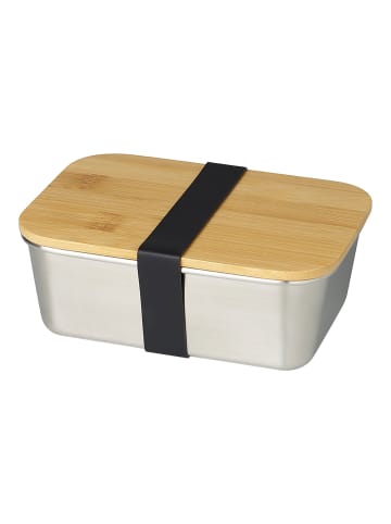 Echtwerk Edelstahl Lunchbox mit Holzdeckel 15 l in Silber