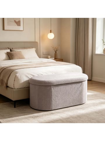 relaxdays Sitzbank in Hellgrau - (B)76 x (H)38 x (T)38 cm
