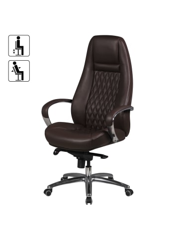 FineBuy Bürostuhl in Braun / Leder / 70x68x130