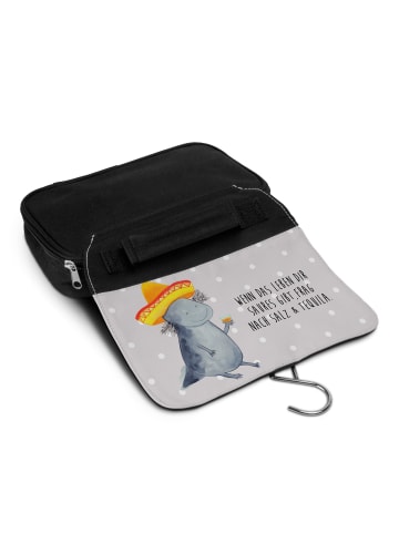 Mr. & Mrs. Panda Waschtasche Axolotl Tequila mit Spruch in Grau Pastell
