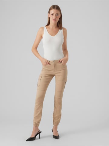 Vero Moda Denim Jogger Pants Cargo Stoffhose Stretch Jeans VMIVY in Beige