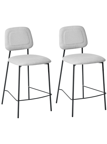 Beliani 2-tlg Barhocker DUETTE in Grau/Schwarz