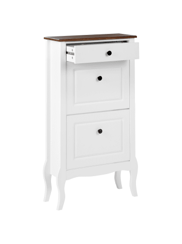 Beliani Schuhschrank NUNDLE in Weiß/Braun - (W) 60 x (H) 108 x (L) 24 cm