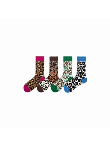MUNADUNA 4er-Set 'Leopard' Mode Socken 