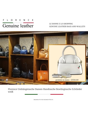Florence Leder Umhängetasche Florence Tasche weiß ca. 20cm