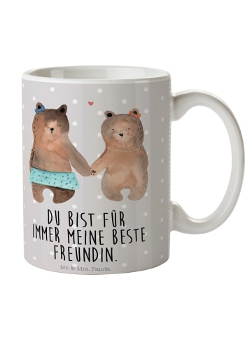 Mr. & Mrs. Panda Kaffeebecher Bär Freundin mit Spruch in Grau Pastell