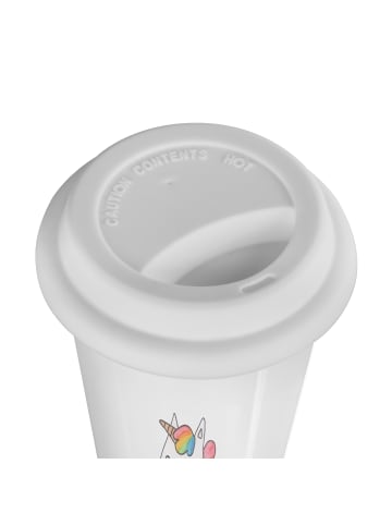 Mr. & Mrs. Panda Thermobecher Einhorn Herz mit Spruch in Weiß