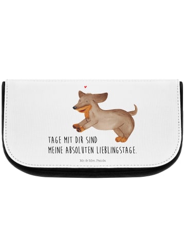 Mr. & Mrs. Panda Make-up-Tasche Hund Dackel mit Spruch in Weiß