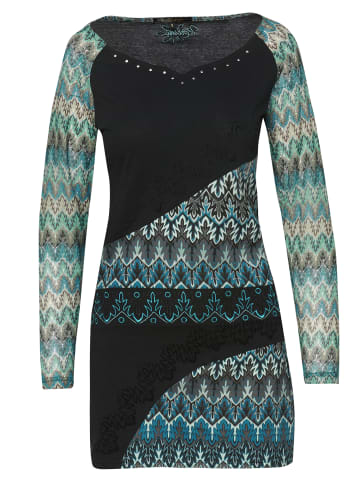 KOROSHI Kleid mit Spitzenärmeln in blau