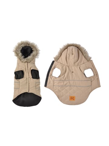 dynamic24 Hunde Winterjacke Hundemantel Kapuze Hundebekleidung Hundejacke in Beige