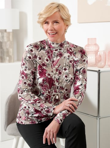 WITT WEIDEN Stehkragen-Shirt in bordeaux-taupe-bedruckt