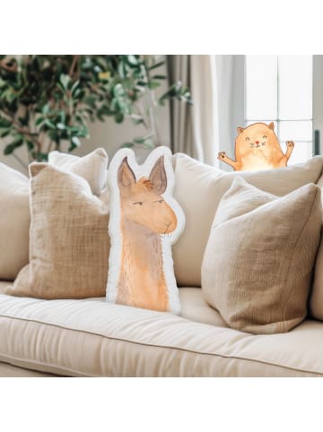 Mr. & Mrs. Panda Zierkissen Lamakopf Genervt ohne Spruch in Weiß