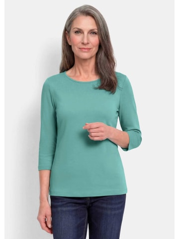 GOLDNER Basic Shirt mit U-Boot-Ausschnitt in graugrün