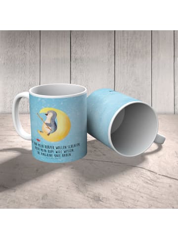 Mr. & Mrs. Panda Kaffeebecher Pinguin Mond mit Spruch in Eisblau